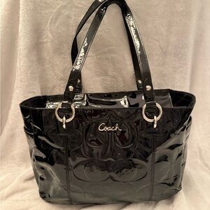 Coach Black Embossed Patent Leather Tote F17728